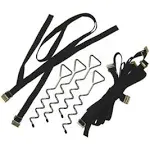 YJUSA Trampoline Black Anchor Kit With 4 Tie Down Straps D-Rings And Stakes