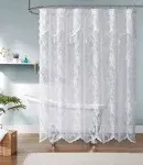 Warm Home Designs 72" W x 72" L White Lace Shower Curtain