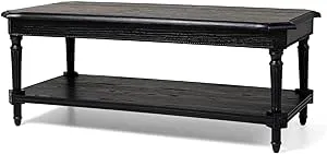 Maven Lane Pullman Traditional Rectangular Wooden Coffee Table, Antiqued Black