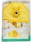 Disney Baby Winnie The Pooh Hooded Towel with 5 Piece Washcloth Set, Honey Collector Print, GS71798, Yellow