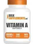 Bulksupplements.com Vitamin A 25000 IU Softgels - Vitamin A Retinyl Palmitate, Vitamin A Pills - Vitamin A Supplement, Eye Supplements - Gluten Free