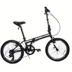 Zizzo Campo 20 inch Folding Bike with 7-Speed, Adjustable Stem, Light Weight Frame (Black)