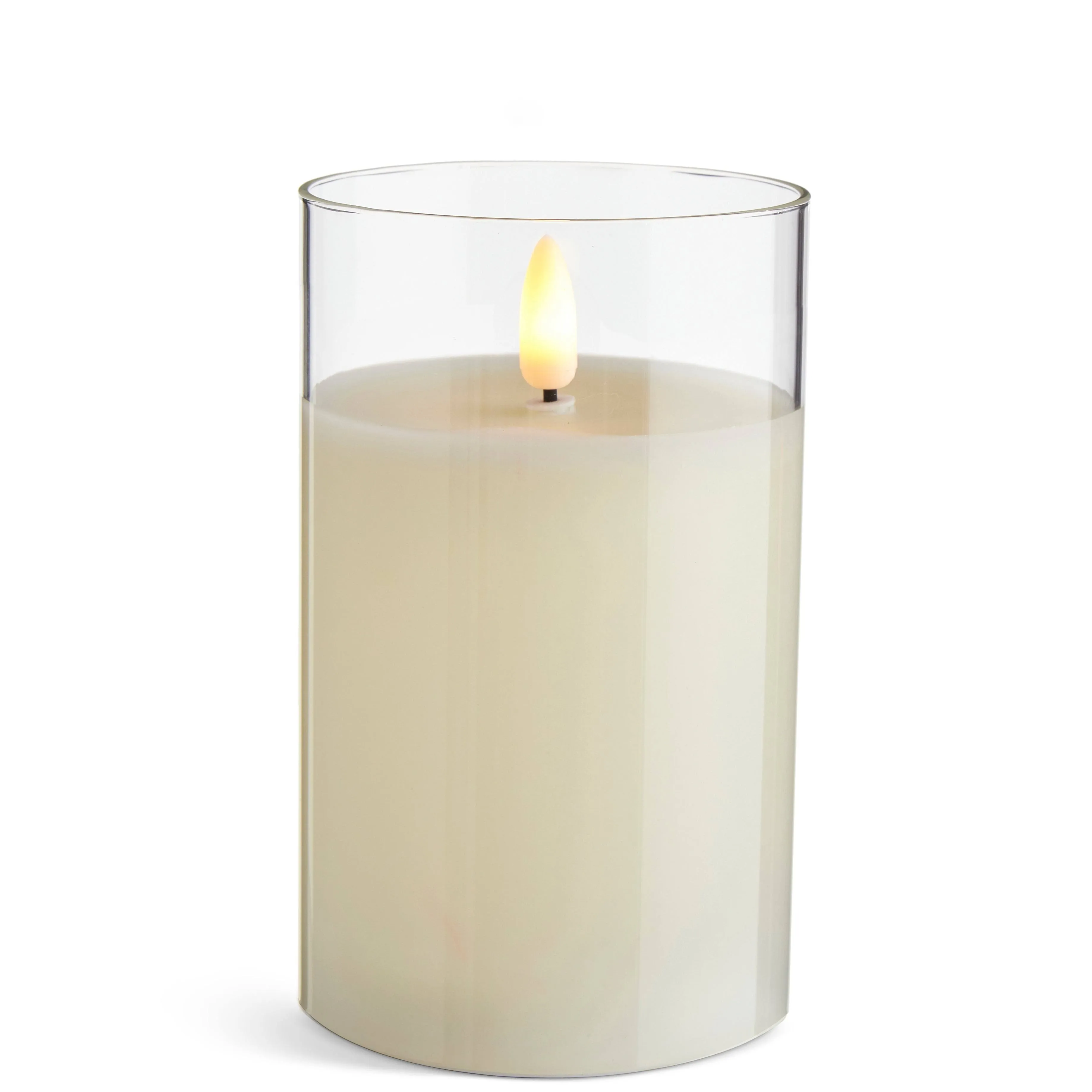 Raz Imports 2023 Clear Glass Ivory Pillar Candle