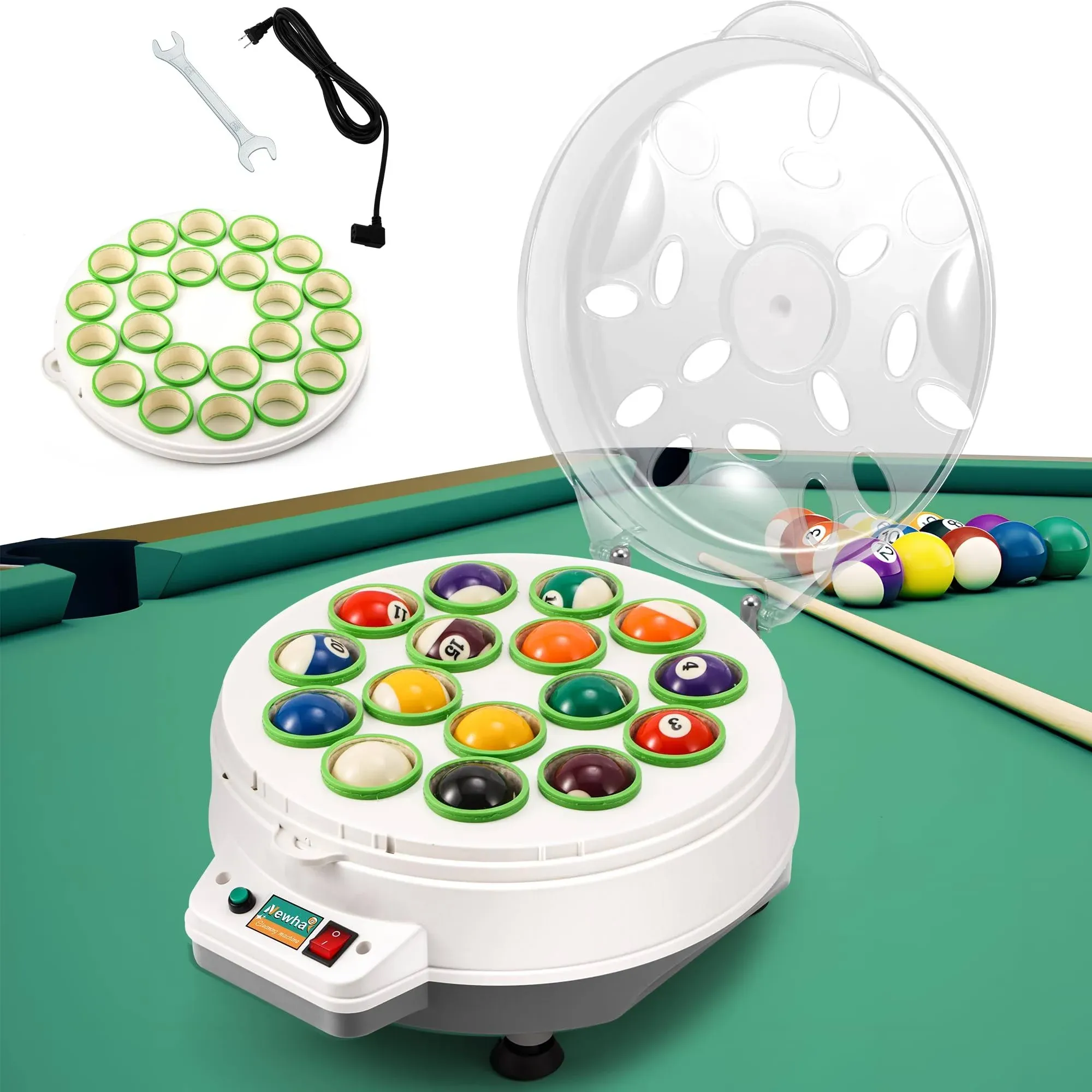 Newhai Electric Billiard Ball Cleaner Aluminum Pool Ball Cleaning Machine 16/22 Balls British and Am