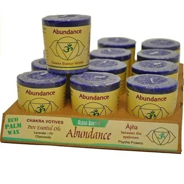 Aloha Bay Palm Wax Candles Abundance, Indigo Chakra Votive Candles 12 Pack