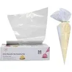 Keenpioneer Piping Bag - Disposable Cake Decorating Bag 56 Count (16 inch, Clear)