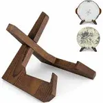 ANBOXIT Plate Stand, 6.5 Inch Bowl Stands for Display, Wooden Easel Brown 