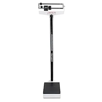 Detecto 439 Mechanical Physician Scale with Height Rod - Dual Reading Die-Cast Beam with Black Aluminum Insert - Rigid Construction with Precise