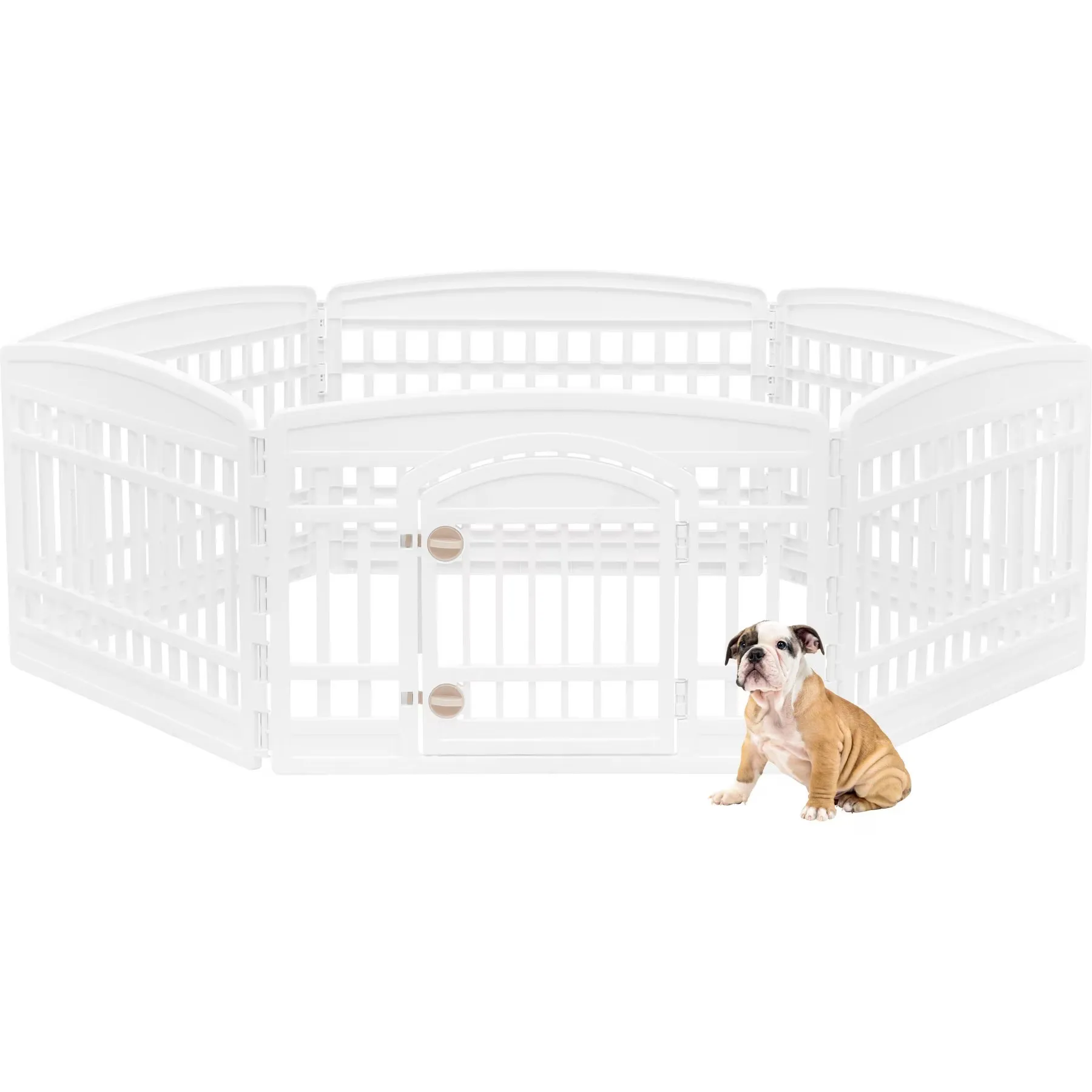 IRIS USA 24'' 4-Panel Plastic Exercise Pet Playpen with Door, White