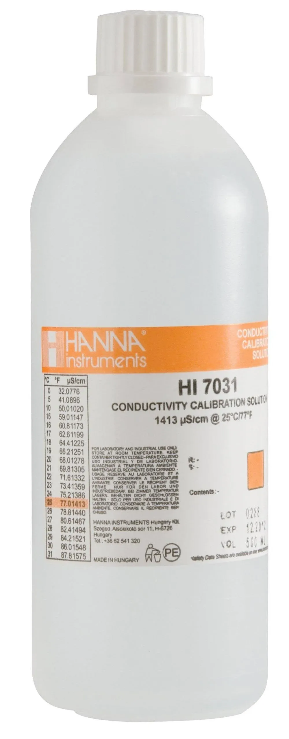 HI7031L/C 1413 µS/cm Conductivity Standard (500 ml) Bottle - Hanna Instruments