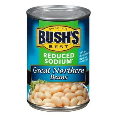 Bush's Best Reduced Sodium Great Northern Beans 15.8 oz, Pack of 6