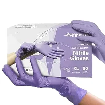 Lilac Nitrile Disposable Gloves - 50 Count - 3 Mil Nitrile Gloves X Large - Powder and Latex Free Rubber Gloves - Surgical Medical Exam Gloves - Food Safe Cooking Gloves