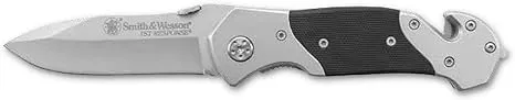 Smith & Wesson 8in High Carbon S.S. Folding Knife with 3.3in Drop Point Blade and S.S. with G-10 Inlay Handle for Outdoor, Tactical, Survival and EDC