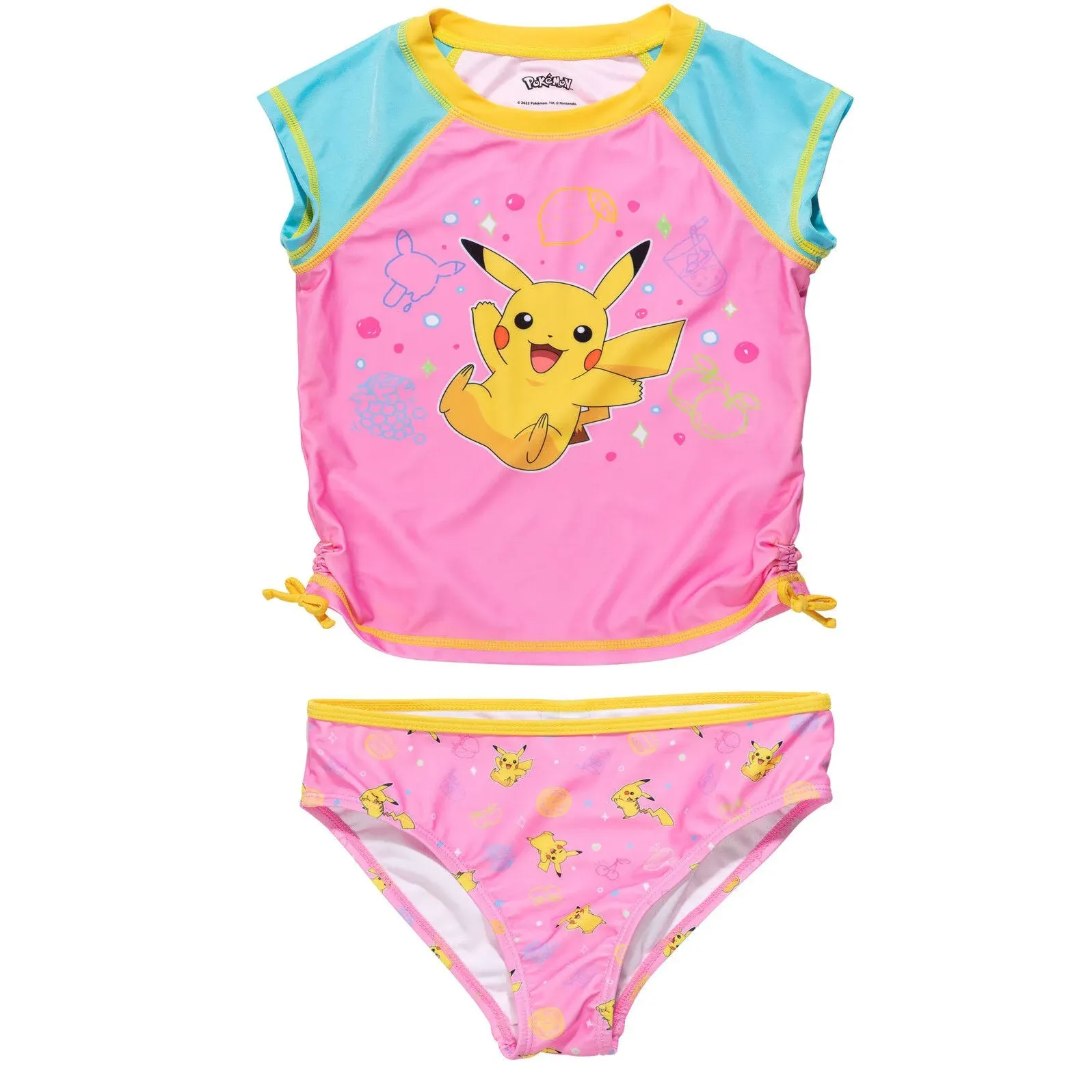 Pokemon Pikachu Little Girls Rash Guard and Bottom Pink 5