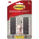 Command Medium Decorative Wall Hooks, Damage Free Hanging Wall Hooks with Adhesive Strips, No Tools Wall Hooks for Hanging Decorations in Living Spaces, 2 Brushed Nickel Hooks and 4 Command Strips