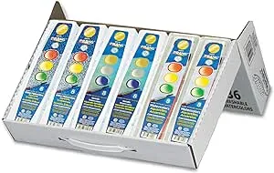 Prang 80519 Semi-Moist Watercolors, 8 Assorted Colors, 36/Set