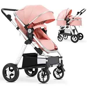 Blahoo Baby Stroller 2 In 1 High Landscape Foldable Aluminum Alloy Pushchair Adjustable Backrest