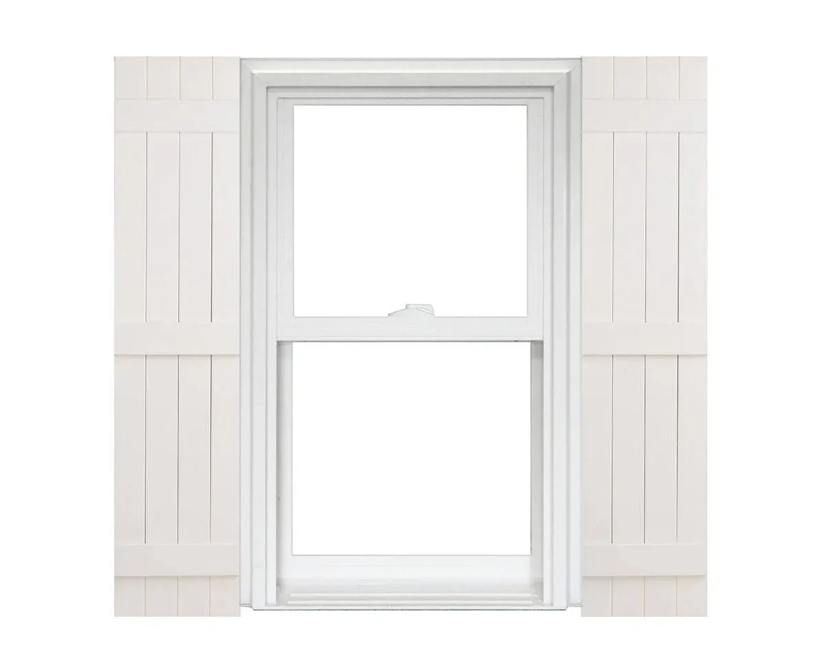 Homeside 4 Board and Batten Joined Vinyl Shutters (1 Pair) in Stock Now - 14-1/2 inch x 59 inch - 930 White