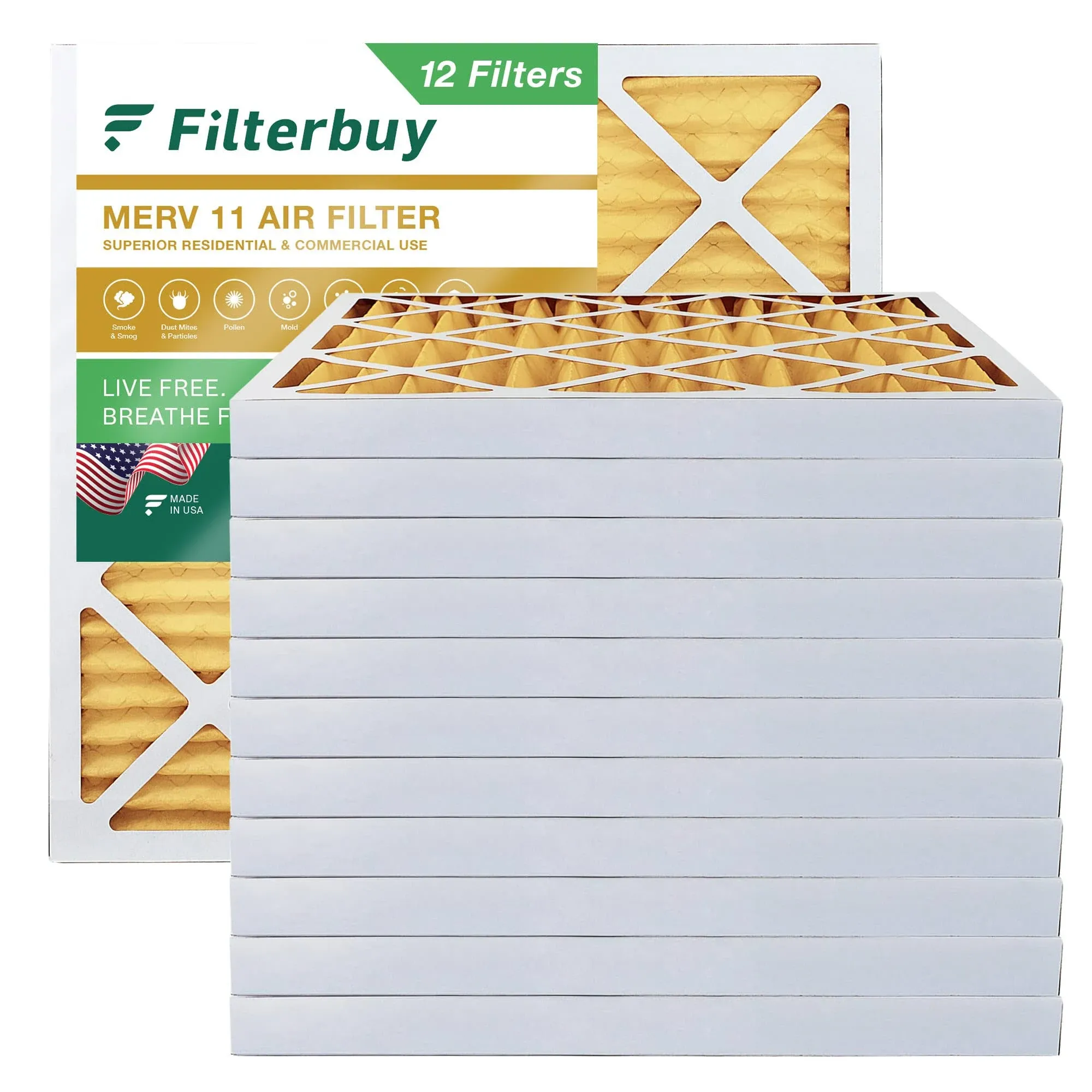 Filterbuy 24x24x2 Air Filter MERV 11, Pleated HVAC AC Furnace Filters Replacement ...