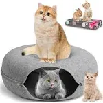 Homagico Peekaboo Cat Cave for Indoors Cats,Cat Dounut Tunnel Bed,Hiding and Exploring Fun,Exercise Scratching