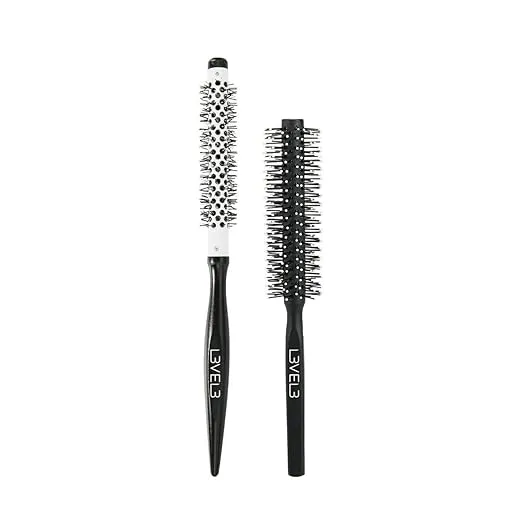 L3 Round Brush Set - Professional and Lightweight Design - Hair Stylist and Hair Dresses - Heat Resistant - Level Three Hair Brush - 2pc