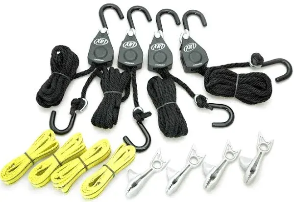 PROGRIP 921200 Cargo Tie Down and Transport Bundle: (4) XRT Rope Lock Tie Down, (4) Shark Clip with Screw for Tarp, (4) Tie Down Extension Loops