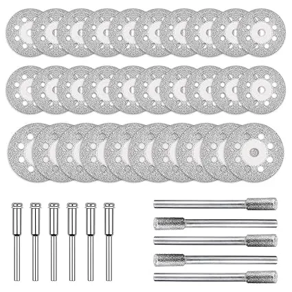 Jenoco Diamond Cutting Wheels + Burs for Dremel Rotary Tool Glass Stone Tile ...