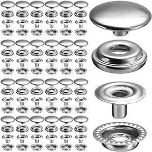 APRUNM 100 Pieces of Stainless Steel snap Set 15 Pieces of mm snap Button sna...