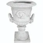 Noble House Adonis 18.75 in. Antique White Concrete Outdoor Patio Urn Planter 54446