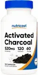 Nutricost, Activated Charcoal, Aktivkohle, 520 mg, 120 Kapseln (260 mg pro Kapsel)