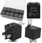 KEYHAO 10 Pack 30/40 Amp Waterproof 5-Pin 12V Relay Switch (SPDT)for 12 Volt Automotive Marine Relays for Boats Auto Fan Cars