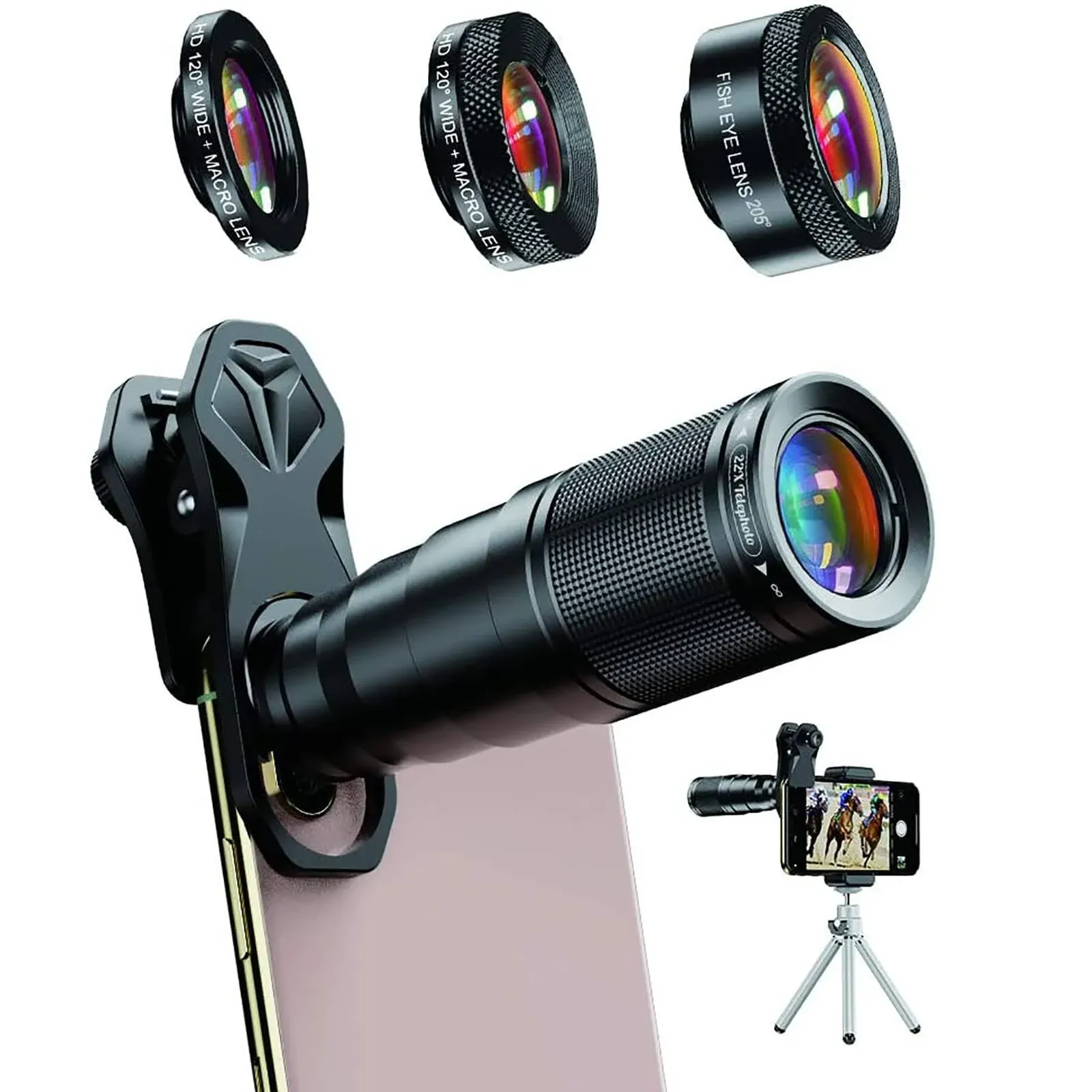 Telescopio para celular con Kit set d lentes 22X Zoom for iphone samsung sony lg