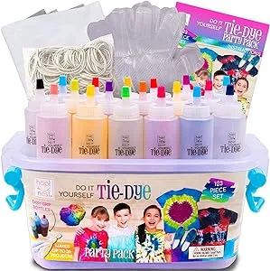 Hapinest Tie Dye Kit for Kids Age 8-12 & Up Girls Boys Teens, Clothing Shirt Fabric Dye Arts and Crafts Gifts Party Supplies, Kids Tie Dye Kit for Large Group, 18 Pre-Filled Bottles w/14 Colors