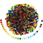 Juvale 1000 Pieces of Square Mosaic Tiles for Crafts, Textured Stained Glass Pieces in 40 Assorted Colors for DIY Art Projects, Decorations, Coasters (0.4 x 0.1 Inches)