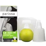 Parissa Organic Roll-On Sugar Wax Kit for At-Home Waxing, 100% Natural, Sensitive Skin, Gentle & Washable Formula