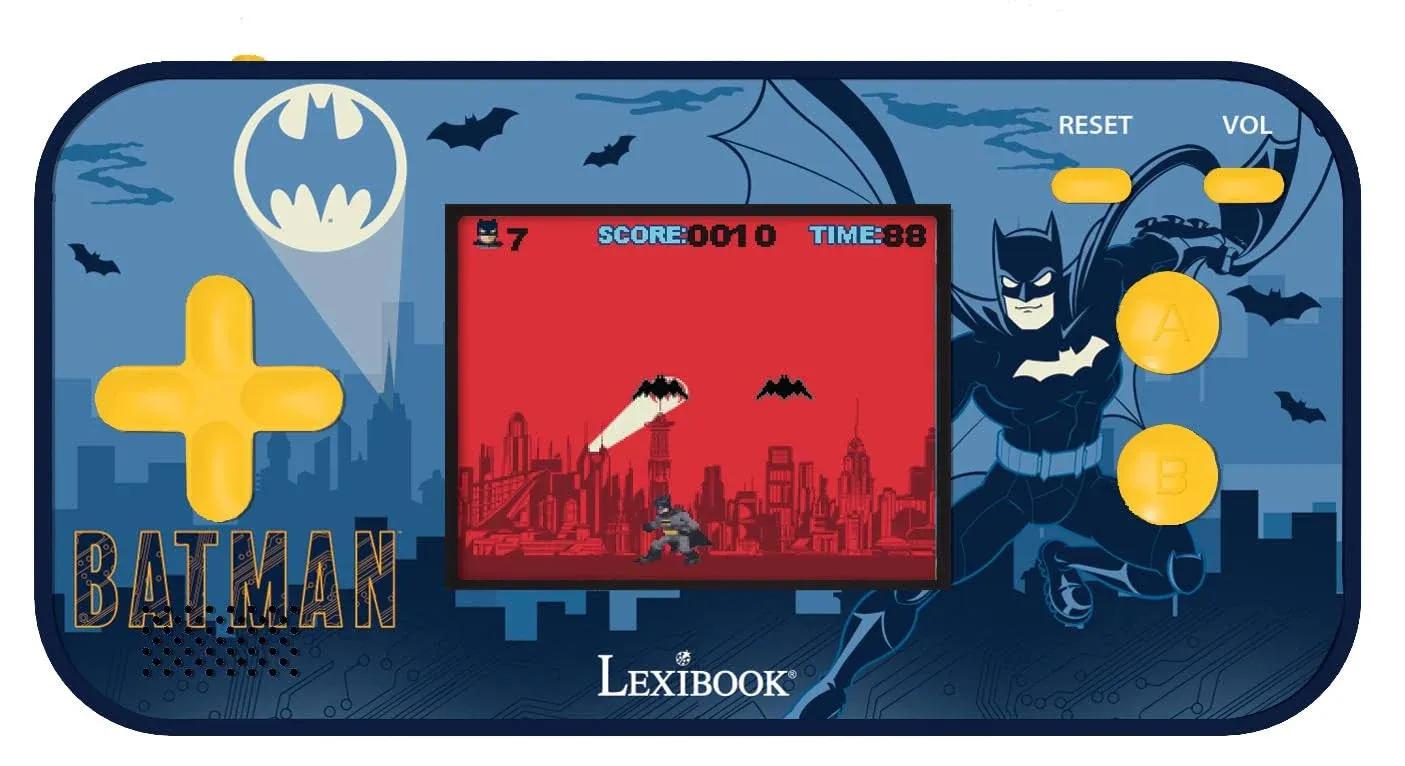 Lexibook - Batman - Compact Cyber Arcade Portable Console, 150 Games, LCD Color Screen, Battery Operated, Black/Blue, JL2367BAT