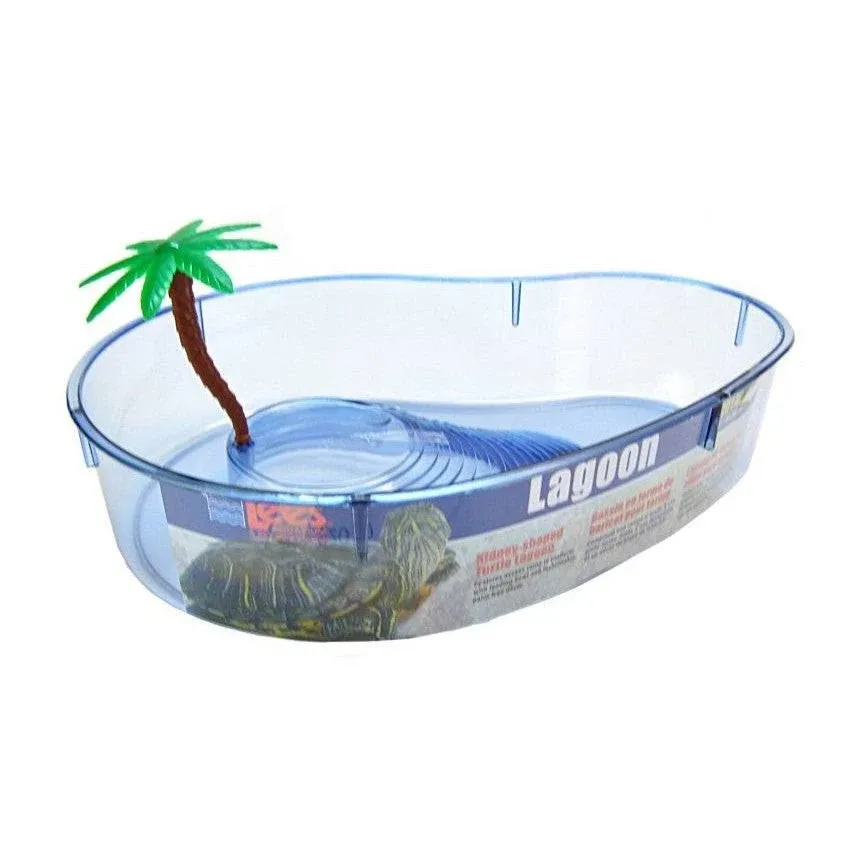 Lees Kidney Shaped Turtle Lagoon with Access Ramp to Feeding Bowl and Palm Tree