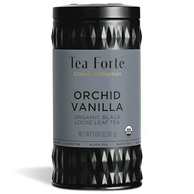 Tea Forte Organic Black Tea Orchid Vanilla, 3.53 Ounce Loose Leaf Tea Canister