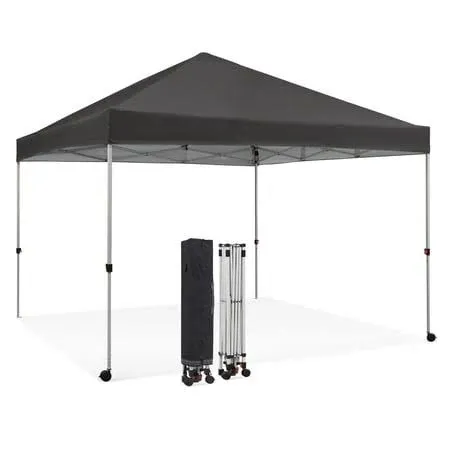 Gardesol 10' x 10' Pop-Up Canopy Outdoor Tent with Storage Bag for Patio Parties Shows Camping, Wheeled, UV-Protected (Grey), Men's, Gray