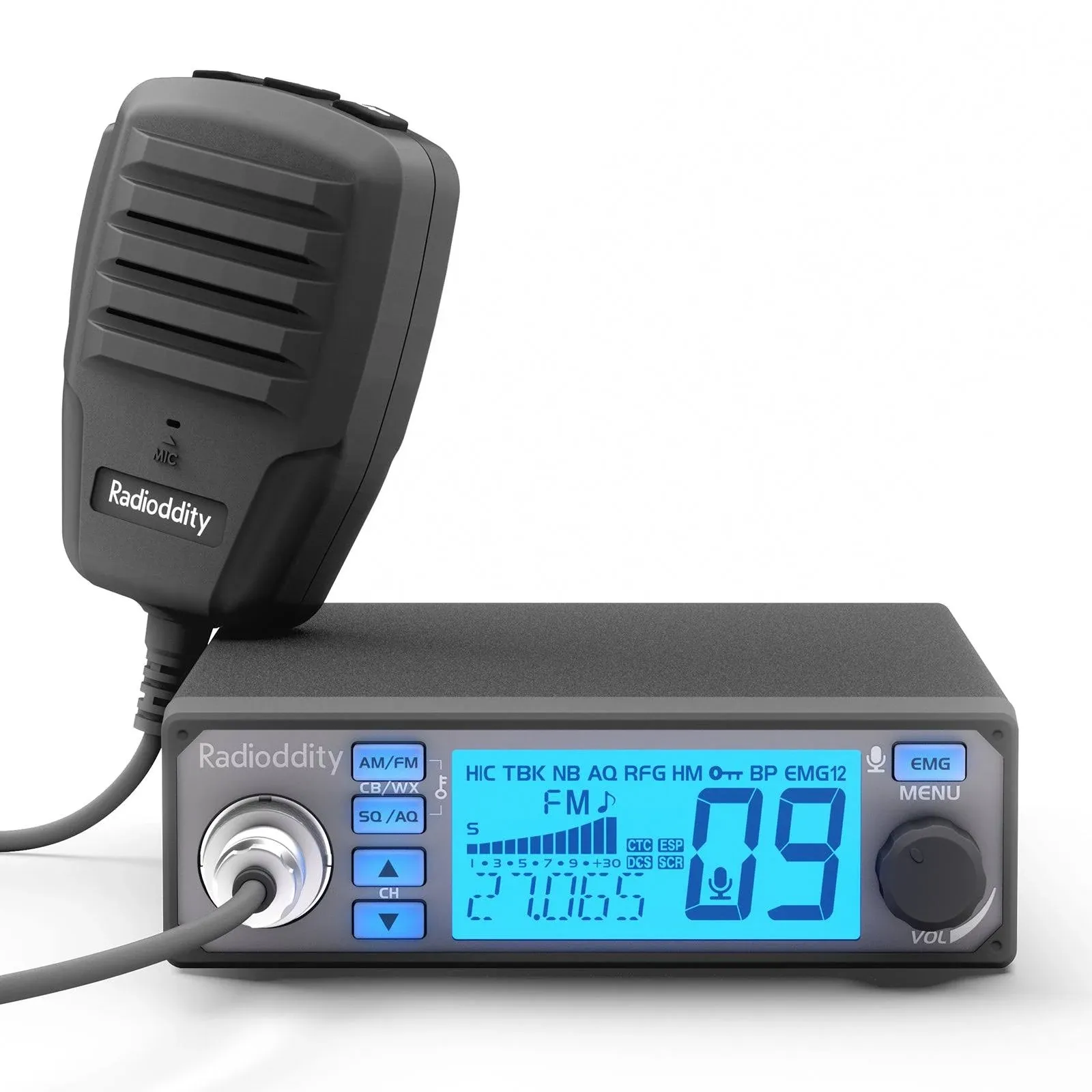 Radioddity CB-500 CB Radio | 4W | AM FM | Noise Reduction, 7 Color Backlit, NOAA