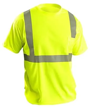 OccuNomix LUX-SSETP2B-YXL Classic Standard Short Sleeve Wicking Birdseye T-Shirt with Pocket, Class 2, 100% ANSI Wicking Polyester Birdseye, X-Large, Yellow (High Visibility)