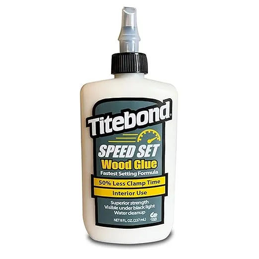Titebond Speed Set Wood Glue, Fast Set Time, 15-Minute Clamp, Superior Strength, Increase Productivity, Visible Under Blacklight, 8 oz. 4363