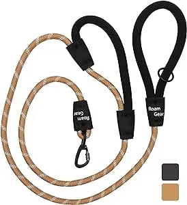 6 Foot Dog Leash, Two Extra Padded Handles, Heavy Duty No Pull Rope Lead, Lockable Carabiner Clip, Reflective for Night Safety, Durable for Training, Walking, Running (Medium to Large Dogs)