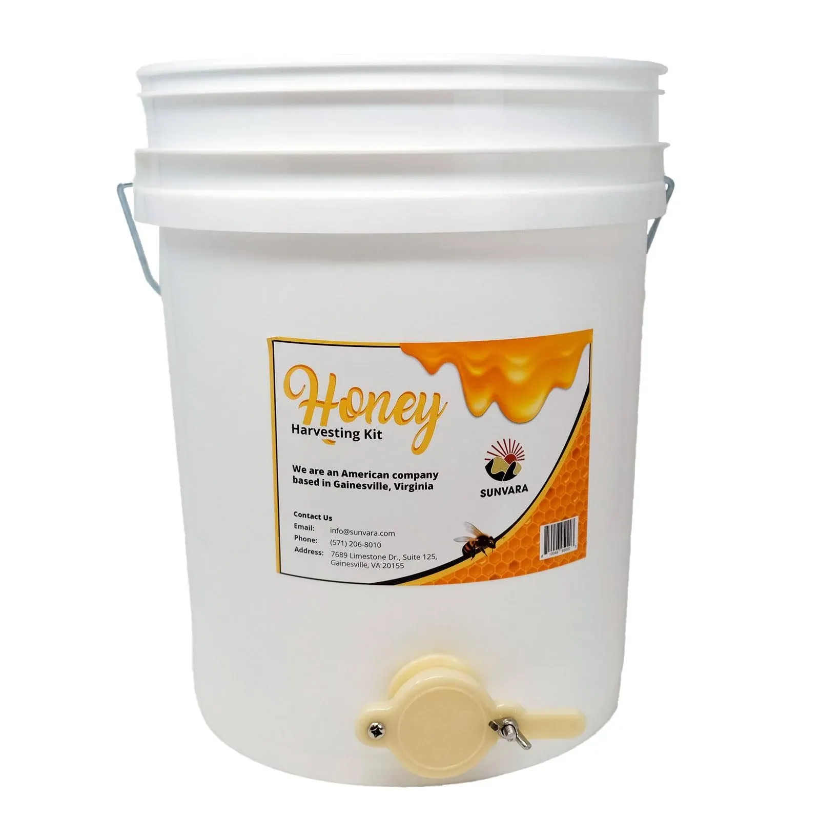 Sunvara 5 Gallon White Honey Bucket with Spigot