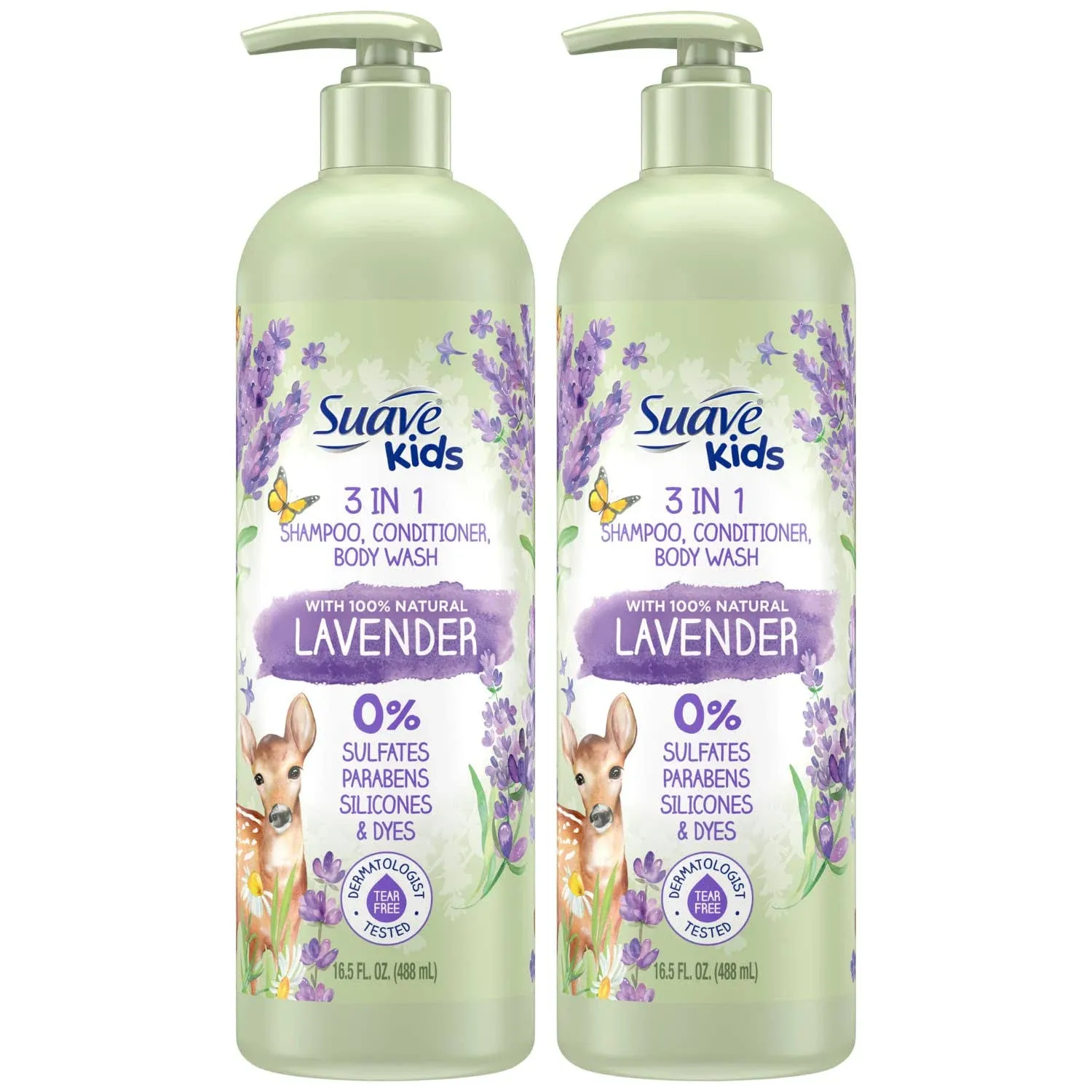 Suave Kids' Natural Lavender 3-in-1 Pump Shampoo + Conditioner + Body Wash - 16.5 fl oz