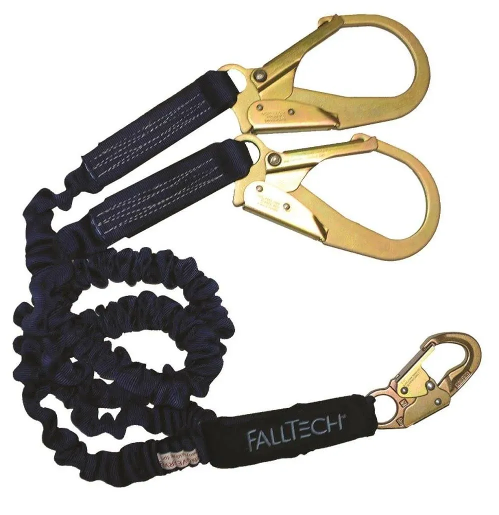 Falltech 8240Y3L ElasTech Y-Leg Lanyard with Loop and 2 Rebar Hooks