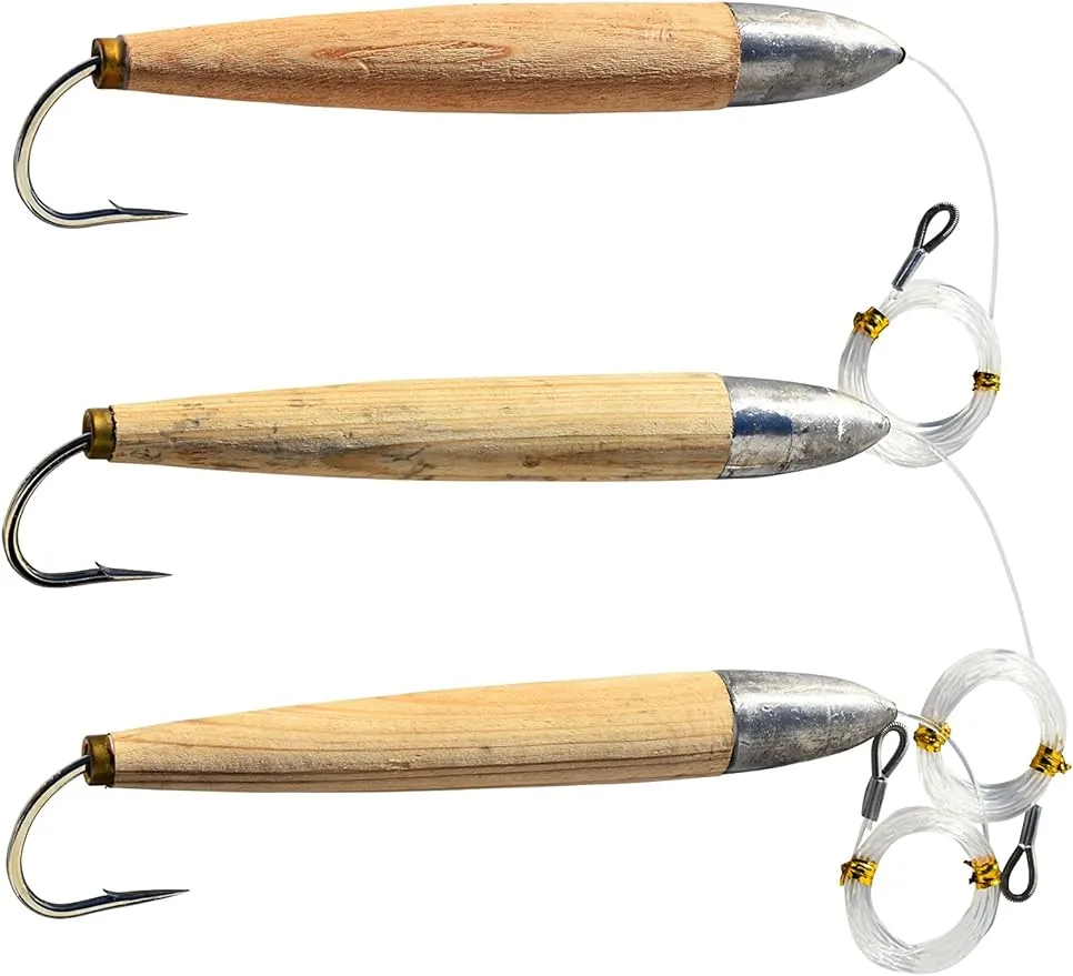 EatMyTackle Cedar Plug Saltwater Fishing Lure - Fully Rigged