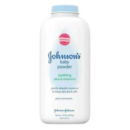 Johnsons Baby Powder with Aloe and Vitamin E Pure Cornstarch, #3058 - 15 oz, 6 Pack