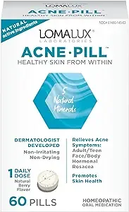 Acne Pill -Natural Skin Clearing Minerals Like Zinc & Sulfur, Dermatologist Developed, Clears & Prevents All Types of Face & Body Acne - NO Harsh Chemicals Like Topical Acne Treatments