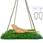 FlidRunest Large Green Bearded Dragon Hammock, Soft Bearded Dragon Hammock Swing Bed, Reptile Lounger Terrarium Hanging Hammock for Hermit Crab, Bearded Dragon, Lizard